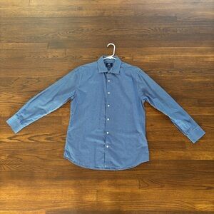 Dockers Men’s Fitted Medium Button Up Dress Shirt Blue Plaid